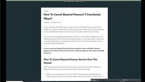 beyond finance cancellation